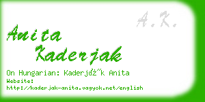 anita kaderjak business card